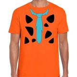 Fred holbewoner carnaval verkleed t-shirt oranje voor heren - Carnaval kostuum XL