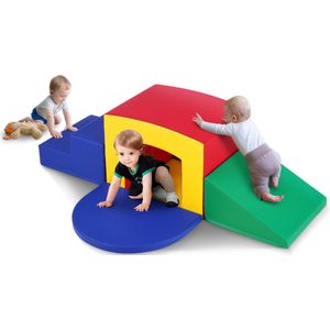 Klimspeelgoed voor Peuters, 5-Delige Indoor Soft Play Set met Tunnel, Trap en Helling, Schuim Klimtoestel voor Kinderen, Makkelijk Schoon te Maken, Ideaal voor Kleuters