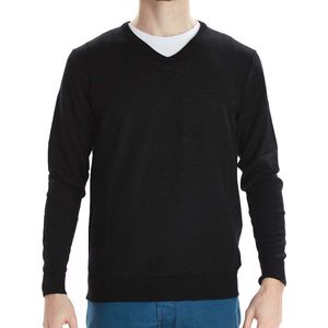 Osborne Knitwear Trui met V hals - Merino wol - Black - M