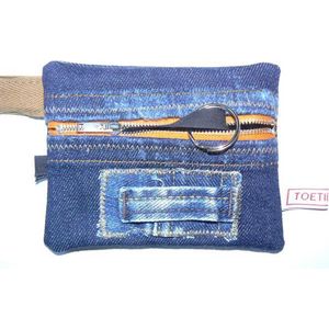 Toetie & Zo Sleutelmapje Jeans, handgemaakt, sleuteltasje, sleutelhoesje, OV hoesje, portemonnee, sleutelhanger