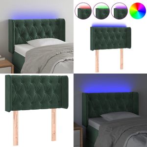 vidaXL Hoofdbord LED 83x16x78/88 cm fluweel donkergroen - Hoofdbord - Hoofdborden - Hoofdeinde - Houten Hoofdbord