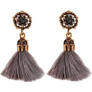 Fako Bijoux® - Oorbellen - Kwastjes Kristallo - Grijs