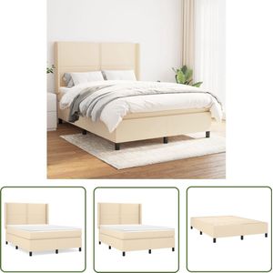 vidaXL Boxspring - Crème - 140x200 cm - Inclusief Matras Boxspringbed - Boxspring - Creme Kleurtje - Tweepersoonsbed - Slaapcomfort