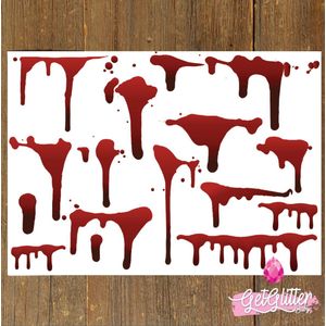 GetGlitterBaby® - Bloed Tattoo Halloween Decoratie Versiering / Carnaval Schmink Make Up Plak Tattoos / Tijdelijke Tattoo / Nep Tatoeage - Bloed Druppels