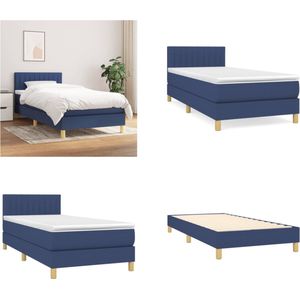 vidaXL Boxspring met matras stof blauw 80x200 cm - Boxspring - Boxsprings - Bed - Slaapmeubel