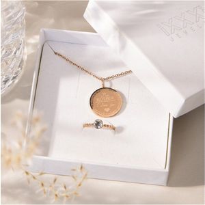 iXXXi-Jewelry-Mother Love ketting + ring set-Rosé goudkleurig-Dames-Sieraden geschenkset-17mm