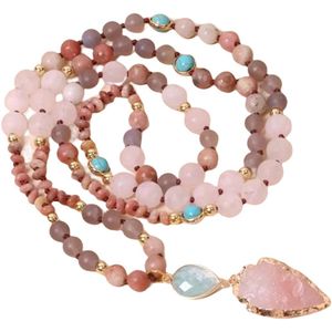 108 Mala Ketting Edelsteen Rozenkwarts | Sparkolia | Roze | Rozenkrans Kralenketting