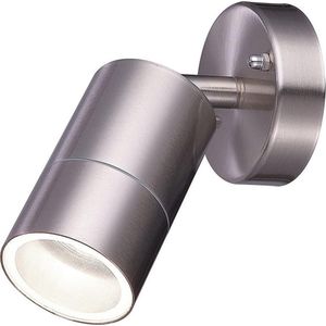 HOFTRONIC Lago - LED Wandspot - RVS - IP44 spatwaterdicht - 6000K Daglicht wit - Dimbaar - Moderne muurlamp - Plafondspot - Geschikt als Wandlamp Buiten, Wandlamp Badkamer en Binnen - Richtbaar - 3 jaar garantie