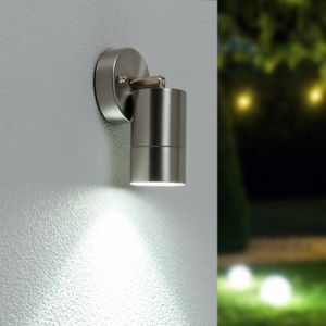 HOFTRONIC Lago - LED Wandspot - RVS - IP44 spatwaterdicht - 6000K Daglicht wit - Dimbaar - Moderne muurlamp - Plafondspot - Geschikt als Wandlamp Buiten, Wandlamp Badkamer en Binnen - Richtbaar - 3 jaar garantie