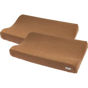 Meyco Baby Mini Knots aankleedkussenhoes - 2-pack - toffee - 50x70cm