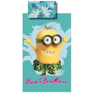 Minions Proud to be a Minion - Dekbedovertrek - 140x200 - Blauwgroen