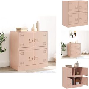 vidaXL Dressoir - Dressoirs - Opbergkast - Wandkast - Dressoir 67x39x73 cm staal roze