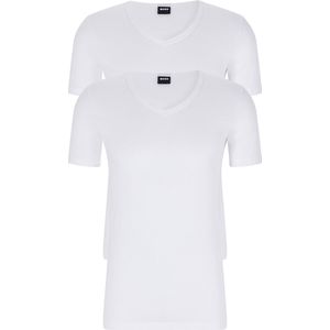 HUGO BOSS Modern stretch T-shirts slim fit (2-pack) - heren T-shirts V-hals - wit - Maat: L