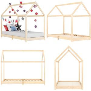 vidaXL Kinderbedframe massief grenenhout 90x200 cm - Kinderbedframe - Kinderbedframes - Bed - Bedden