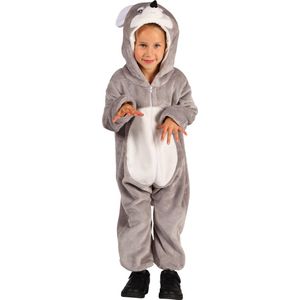 Dieren Kostuum Muis Kinderen - Pluche - Dieren Onesie - Carnaval - Verkleedkleren Kinderen - Grijs/Wit - Maat 140