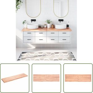 The Living Store Wastafelblad 180x50x(2-6) cm behandeld massief hout lichtbruin - Wastafelblad - Keukenblad - Eikenhouten Wastafelblad - Massief Eikenhout - Wasbakblad