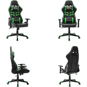 vidaXL Gamestoel kunstleer zwart en groen - Gamingstoel - Gamingstoelen - Racingstoel - Racingstoelen