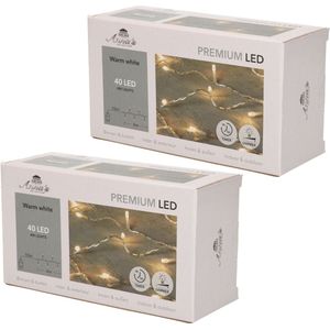 Set van 2x stuks kerstverlichting warm wit 40 lampjes 400 cm lichtsnoer met timer - Boomverlichting/kerstverlichting/feestverlichting