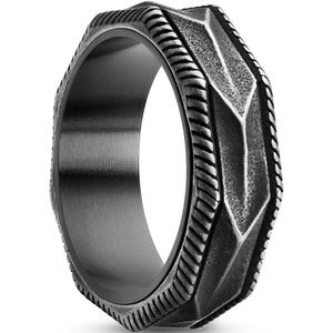 Lucleon - Heren - Roestvrij Staal Ringen - Zwart