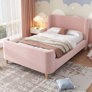Sweiko Kinderbed - 90 x 200 cm - Met kosmisch motief - Fluweel - Zonder matras - Roze