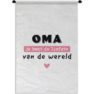 Wandkleed Moederdag - Mooi kado voor grootmoeder - Oma jij bent de liefste van de wereld wit Wandkleed katoen 120x180 cm - Wandtapijt met foto XXL / Groot formaat!