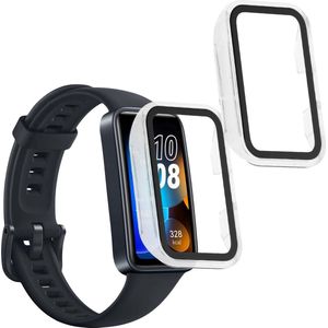 kwmobile 2x cover geschikt voor Huawei Band 10 / 9 / 8 - Fitnesstracker cover van gehard glas en kunststof frame set transparant