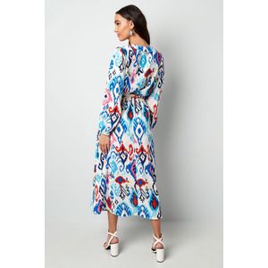 Lange jurk met print en ceintuur - nieuwe collectie - lente/zomer - dames - blauw - maat L