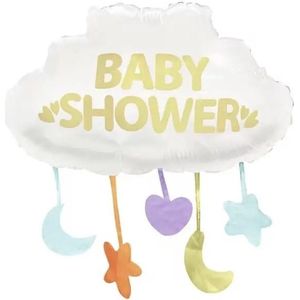 Grote folie ballon Babyshower Cloud wit met gouden letters met maantjes, ster en hartje - folie - ballon - babyshower - zwanger - geboorte - wolk - cloud - genderreveal