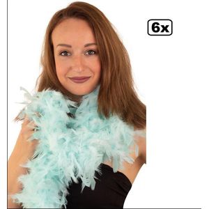 6x Boa pastel blauw 180 cm - carnaval veren sjaal