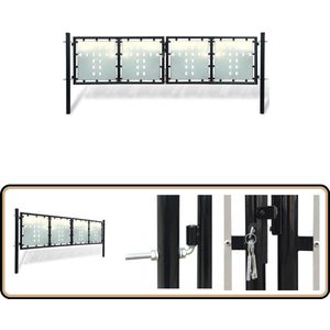 vidaXL Tuinpoort Enkel - 300x125 cm - Zwart Staal Tuinpoort - Hekje - Metalen Poort - Zwarte Poort - Staal Poort
