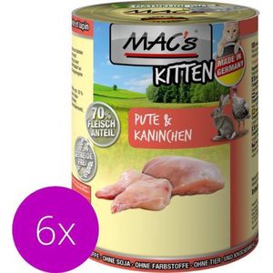 MAC's Kittenvoer Natvoer Blik 70% Kalkoen & Konijn 6 x 400g