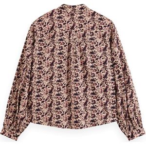 Scotch & Soda Printed balloon sleeve shirt Dames Blouse - Maat 38