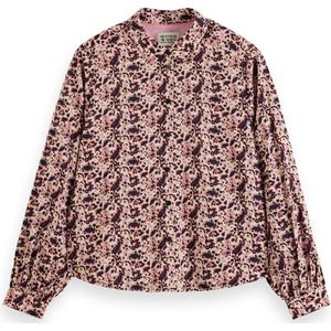 Scotch & Soda Printed balloon sleeve shirt Dames Blouse - Maat 38