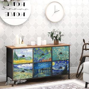 Mrs. Jones Kleine commode met 6 laden - Van Gogh opbergtoren voor slaapkamer hal - metalen frame houten plaat .