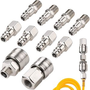 10 stuks Euro perslucht-snelkoppeling 1/4 inch BSP voor luchtslangen en compressors