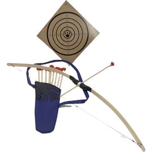 PIJL EN BOOG uitrusting 100cm. met schietschijf en een rug koker voor pijlen met 10 pijlen
