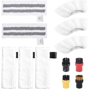 Stoomdoek - Borstelset Voor Stoomreiniger - Microvezeldoekenset En Vloerborstels - Ronde Borstels - Stoomreinigeraccessoires - Stoomreiniger Pads Doeken - Navulling - Accessoires Voor Kärcher Stoomreiniger Easyfix Sc2 Sc3 Sc4 Sc5