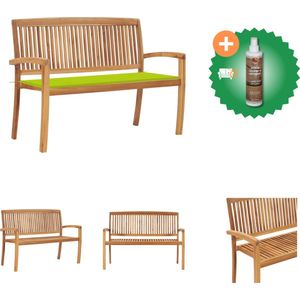 vidaXL Teakhouten Tuinbank - Klassieke Houten Design - Stapelbaar - 128.5 x 57.5 x 90 cm - Tuinbank - Inclusief Houtreiniger en verfrisser