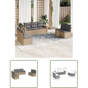 The Living Store Loungeset PE-rattan Tuinmeubel - 65.5 x 62 x 69 cm - Beige Loungebank - Tuinset - Lounge Set - Tuinmeubels - Buitentijd - Relaxen - Terrassenstoel - Loungestoel - Outdoor Furniture