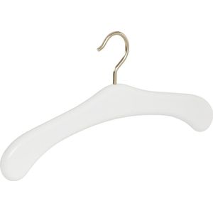 De Kledinghanger Gigant - Garderobehanger - Jassenhanger - 506-52 - 24 Stuks - Wit - Gelakt - Beukenhout - Messinghaak - 45 cm - Kledinghanger - Kleerhanger (506_52_01Z/24)