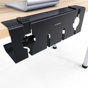 Kabelmanagement zonder boren - Ondertafel kabelgoot voor bureau - Kabelmand voor het beheren van kabels en stopcontacten - 43 x 15 x 12 cm - Zwart