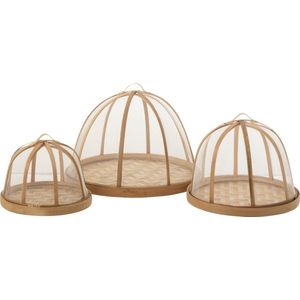 J-Line plateau + stolp - bamboe - naturel/wit - set van 3