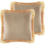 POTHOS - Sierkussen set van 2 - Beige - 45 x 45 cm - Fluweel