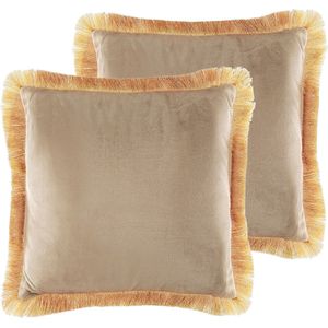 POTHOS - Sierkussen set van 2 - Beige - 45 x 45 cm - Fluweel