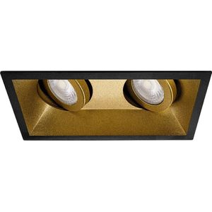 Premium Inbouwspot Yaro Zwart met goud Verdiepte dubbele spot Extra Warm Wit (2700K) Met Philips LED