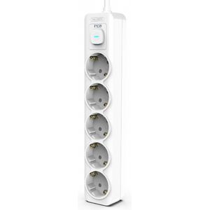 BasicTeQ: INCA IPW-44GB Stekker doos. Stekkerdoos 5-voudig Wit - 1,5 meter - Vuurvast - Verlengsnoer met stekkerdoos - Verlengkabel - Verlengsnoer - Met Randaarde. Kinderbeveiliging, Overspanningsbeveiliging. Aan/uit schakelaar met LED-indicator.
