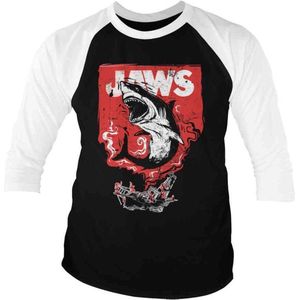 Jaws Raglan top -L- Shark Smoke Zwart/Wit