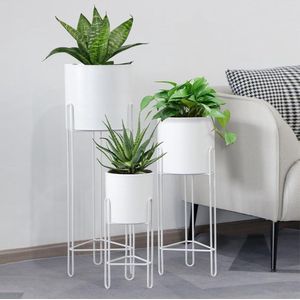 Set van 3 plantenbakken met standaard - moderne plantenbakken - bloempotten voor kamerplanten - 73 & 55 & 30 cm - hoge buitenplantenbakken - voor woonkamer - hoek - keuken - kantoor - tuin - balkon - patio decor. .