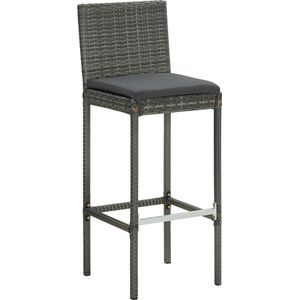 vidaXL - 3-delige - Tuinbarset - met - kussens - poly - rattan - grijs