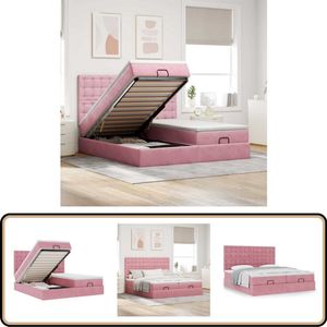 vidaXL Ottoman bed met matrassen 180x200cm fluweel roze